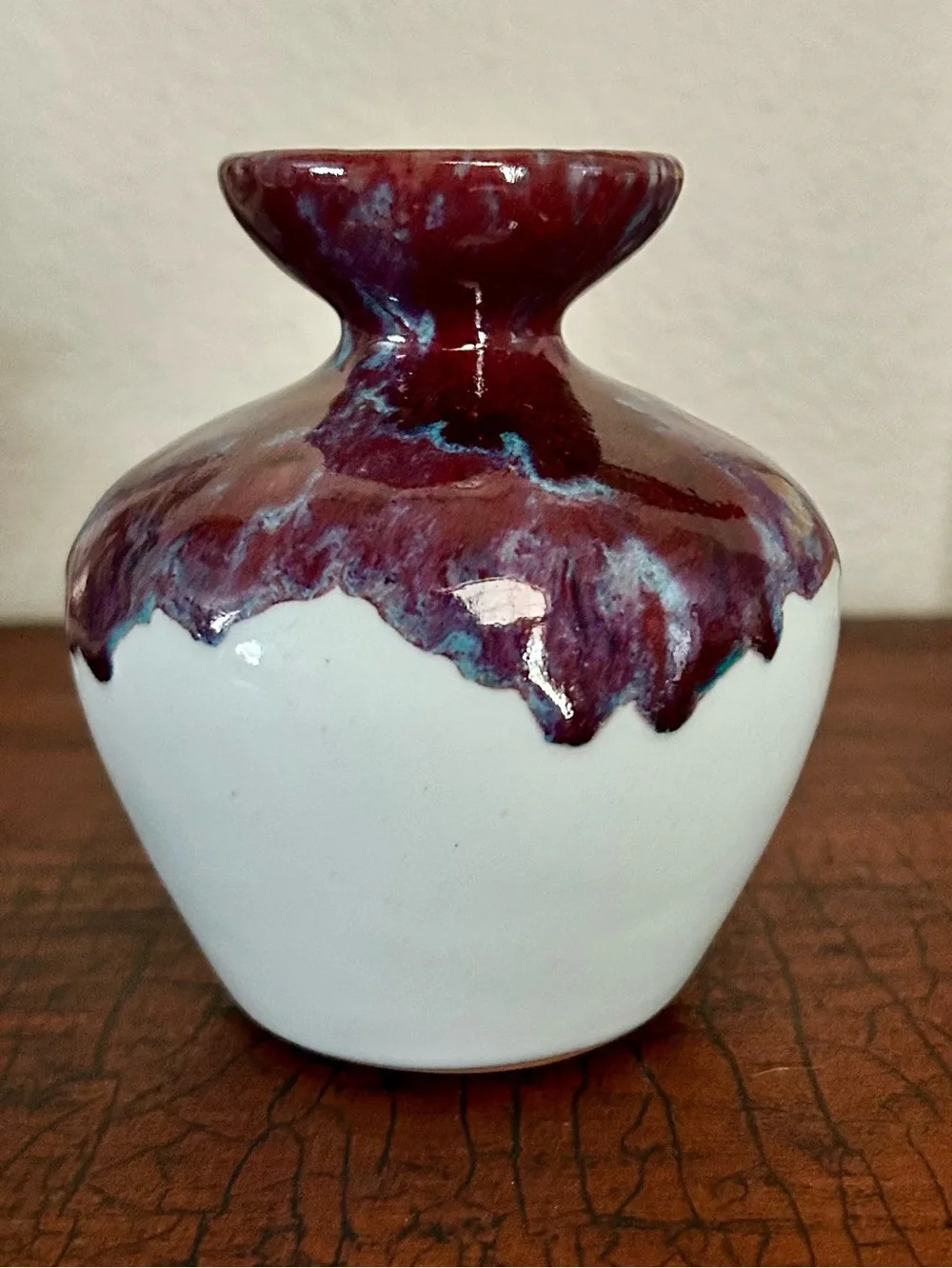 Anthropologie Vase Set Bud Vases Ceramic Burgundy Drip Glaze Boho Home Decor